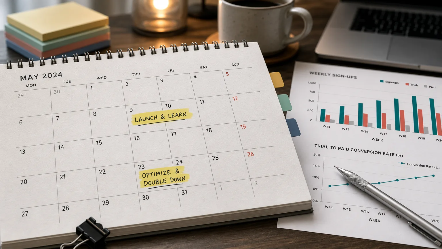 A close-up of a calendar with 